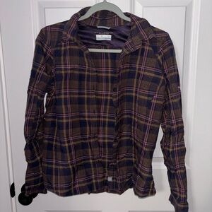 Columbia Purple and Pink Plaid Shirt